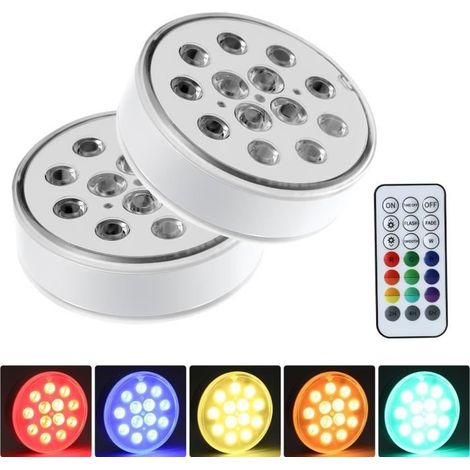 2 wiederaufladbare, wasserdichte LED-Unterwasserleuchten mit RGB-Farbfernbedienung, dekorative Beleuchtung für Teich/Vase/Pool (1/4)