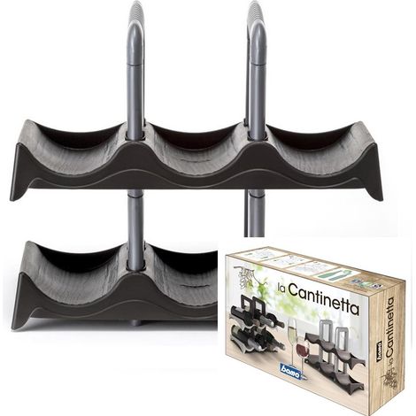 Supporto per Bottiglie Effetto Legno la Cantinetta 6 Bottiglie Cacao 33x19x27cm (1/5)