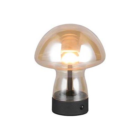 Lampe de table verre ambre lampe de lecture métal noir variateur tactile batterie H 18 cm (1/5)