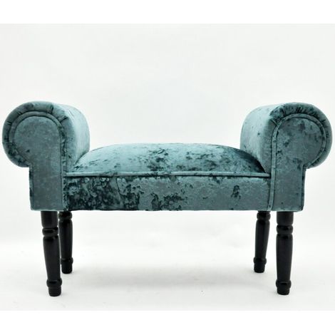 Luxury Small Window Seat Bench - Velvet - L30 x W86 x H52 cm - Blue