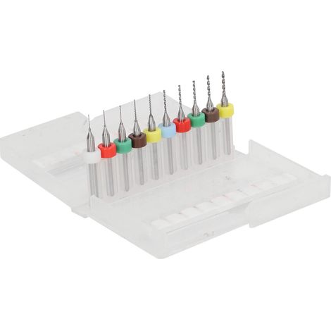 10-teiliges Spiralbohrer-Set, 1/8"-Schaft, Wolframstahl, hohe Abriebfestigkeit, hohe Härte, Bohrer 0,3–1,2 mm (1/5)