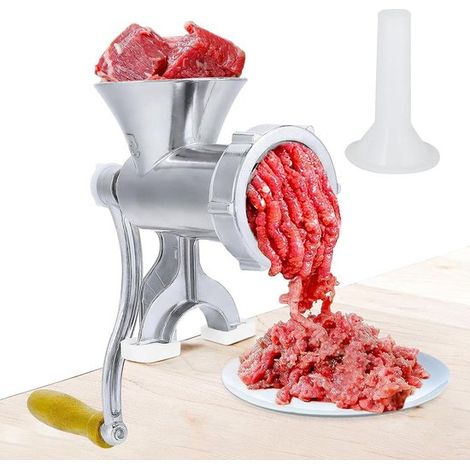 Hachoir à viande manuel, poussoir à saucisses, robot de cuisine en acier inoxydable, hachoir à viande, hachoir à viande pour usage domestique, idéal pour le bœuf, le poulet, le chili, compatible lave- (1/5)