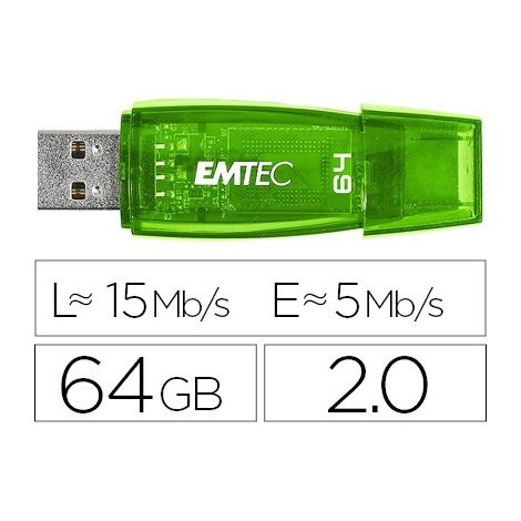 Emtec pendrive usb 2.0 tipo a 64gb verde