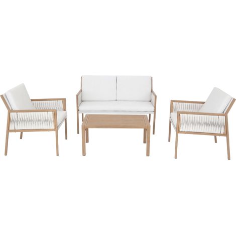 [NEUWERTIG] Garten-Garnitur HHG-102, Gartenlounge Lounge-Set Sitzgruppe Sofa, Polyrattan Olefin (210 g/m²) weiß (1/5)