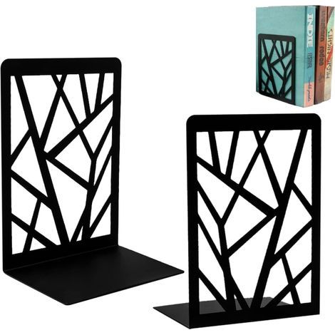 2 Cale Livre en métal Serre-Livres en métal Serre-Livres, Serre-Livres de Bureau, Serre-Livres pour la Maison, l'école ou Le Bureau Étagères de bibliothèque (1/4)