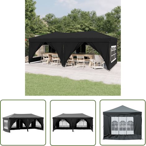 The Living Store Tente de réception pliable avec parois Noir 3x6 m - Tents De Réception - Abri Extérieur - Gazebo - Parasol - Chapiteau Pliables (1/5)