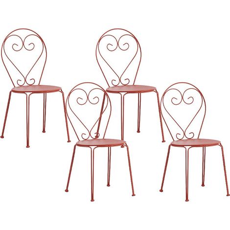 Lot de 4 chaises de jardin empilables en métal façon fer forgé  - Terracotta - GUERMANTES de MYLIA