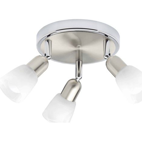 BRILLIANT lampe Sofia spot cocarde triple fer / chrome / blanc 3x D45, E14, 40W, adaptées aux lampes à suspension (non incluses) Échelle A ++ à E Têtes pivotantes (1/3)