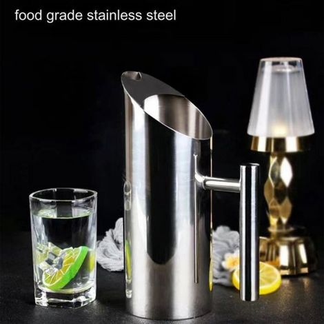 2L Inox Cruche d'eau, l'Eau de la Carafe, Pichet de thé Glacé, Saftkrug, Théière avec Poignée Froide et Eau Chaude Wasserkanne (1/4)