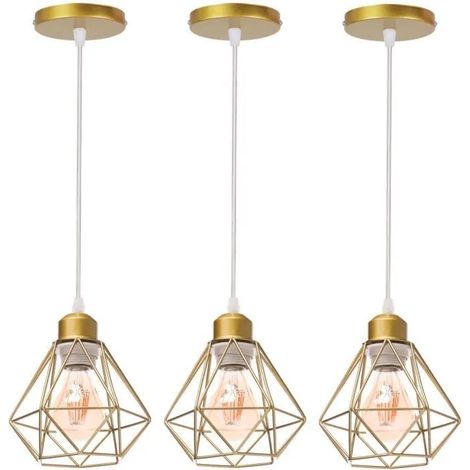 U-DO LOT DE 3 Lustre Suspension en Métal Doré - 1617cm (1/4)