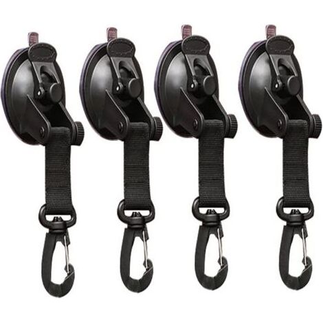 Lot de 4 Ancrage à Ventouse Ventouse Fixation avec Crochet Multifonction Ventouse pour Tentes Latéral de Voiture Crochet à Ventouse pour Voiture Ventouse avec Fixation du Crochet d'Arrimage (1/5)