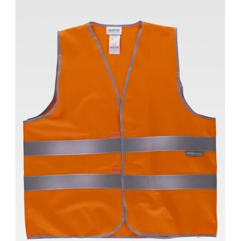 Chaleco liviano de alta visibilidad con cintas reflectantes WORKTEAM HVTT01 Talla única  Naranja