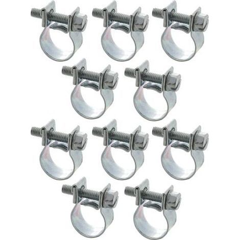 10x Collier de Serrage Mini à Visser Durite Essence Carburant Tuyau Auto Moto Scooter Tondeuse Mobylette Fixation, 6-8mm (1/4)