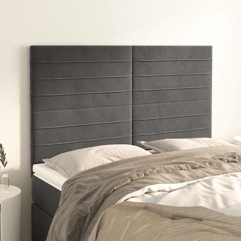 vidaXL Tête de lit Gris foncé 144 x 5 x 118/128 cm Velours (1/5)