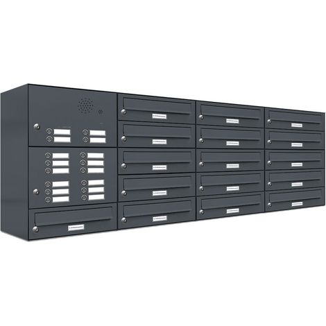 16er Briefkasten Anlage Aufputz - Wandmontage RAL 7016 Anthrazit Klingel (1/5)