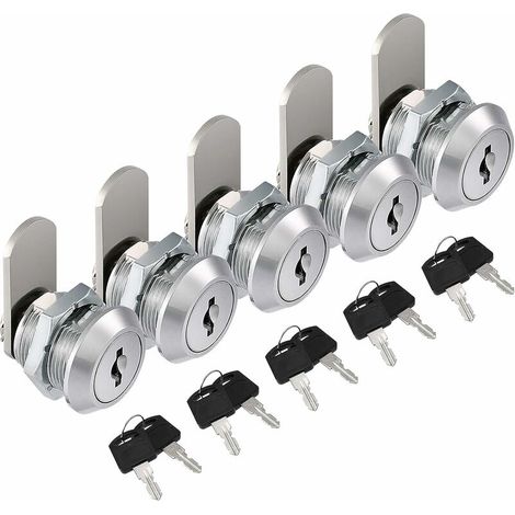 Serrures de Sécurité 16mm , 12PCS Serrure de Tiroir Cabinet avec 24 Clés Verrou, Serrures de Boîte aux Lettres, Serrure Batteuse Cylindre (1/5)