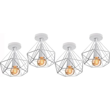 U-Do 4PCS Plafonnier design Moderne Cage en Métal Blanc E27 20CM (1/4)