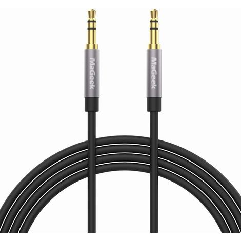 Câble Audio Auxiliaire de 3,5 mm (3,0 mètres) Extra Long Câble audio stéréo Mâle vers Mâle pour les écouteurs, Autoradio, Chaîne Stéréo, etc. (Noir) (1/5)