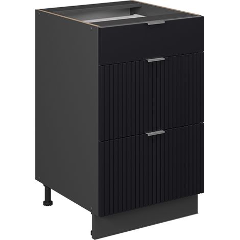 Meuble cuisine Fame-Line, Noir rayé, 50 cm sans plan de travail, Vicco