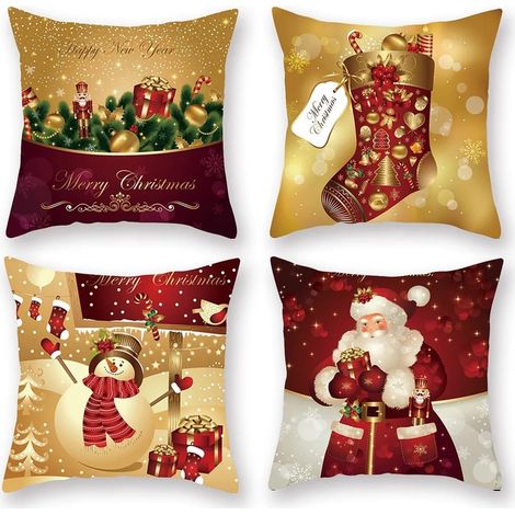 Coussin Decoration Canapé 45x45 Cm Deco Housse Decoratifs, Coussin Deco Noel Coton et Lin Décoratif Taie d'oreiller pour Chambre, Nanapé, Chaise, Lit Decoration Noel (1/5)