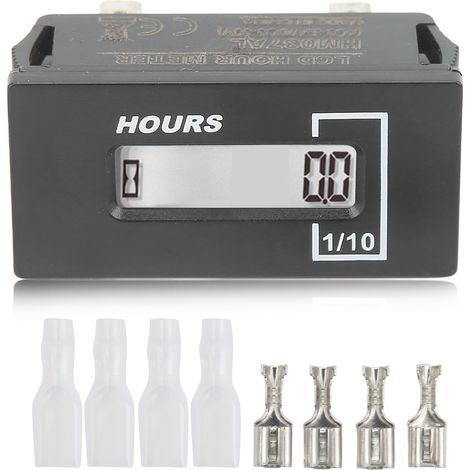 Compteur horaire LCD numérique IP67 étanche, tachymètre remis à zéro pour tondeuse tracteur générateur, mesure heures et tours, robuste 12V. (1/5)