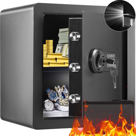 Coffre-Fort Numérique 51 L 400 x 330 x 430 mm Coffre-Fort de Sécurité 2 Types de Déverrouillage Mot de Passe et Clés Structure en Acier Anti-Effraction Antivol avec Alarme Argent Bijoux Domicile (1/5)