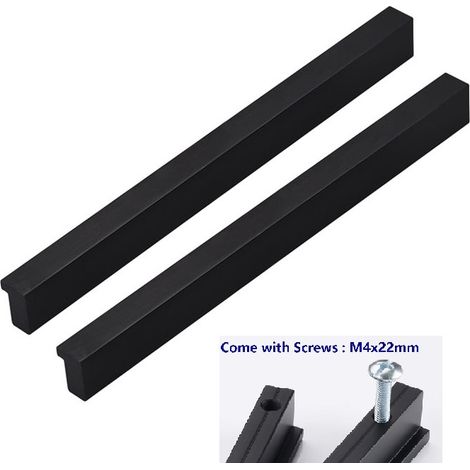 MINKUROW 2x 90° L Pomos de Puerta Cocina Dormitorio Puerta Gabinete Manijas Manija Pomo de Puerta de Gabinete para Cajón Armario Tirador de Muebles Interior, Distancia al Centro 192mm, Aluminio (1/5)
