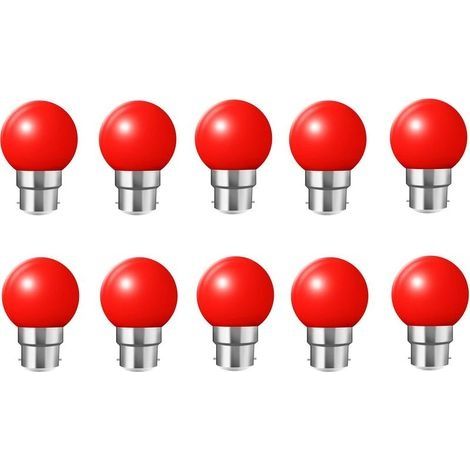 10X B22 Ampoule Rouge 1W Ampoule Couleur Économie d'énergie Couleur à LED 200LM Adapté aux Décoration AC 220V-240V ROUGE (1/4)