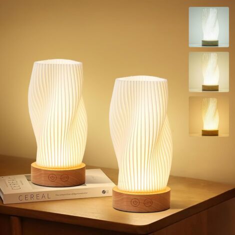 Wiederaufladbare Schreibtischlampe – drei Farben und Memory-Funktion, einstellbare Helligkeit, ideal für Wohn- und Schlafzimmer – 2er-Set, cremeweiß (1/4)