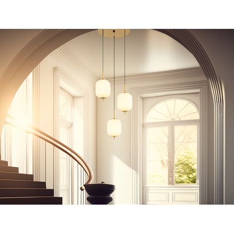 Pendelleuchte Hängelampe Deckenleuchte LED Messing Glas Opal Esszimmerlampe (1/5)