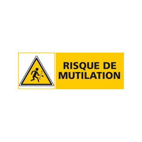Panneau RISQUE DE MUTILATION (C0462) - Plastique PVC 1,5 mm - 210 x 75 mm