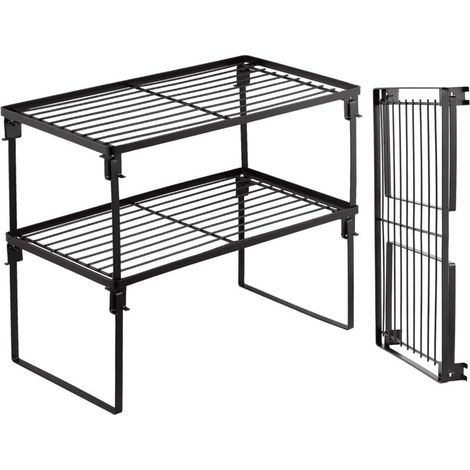 Set di 2 mensole impilabili per la cucina, porta spezie pieghevole, mensola da appoggio e per pensili. (1/4)