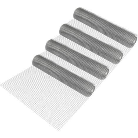 Malla de alambre de acero galvanizado 100 cm x 25 m gris 4 rollos 030007158