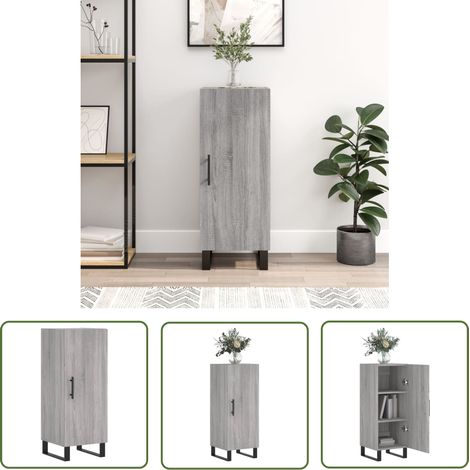 The Living Store Sideboard Grau Sonoma 34,5x34x90 cm Holzwerkstoff - Sideboard - Wohnzimmermöbel - Regal - Grau - Holzmöbel (1/5)