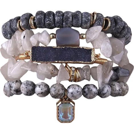 Pulsera de cuentas hecha a mano, pulsera ajustable-9