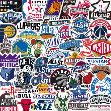 NBA-Aufkleber (50 Bögen) NBA-Basketball für Smartphones, Fahrräder