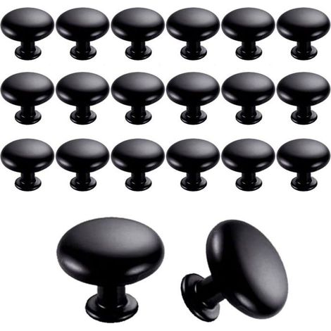 Ecleanfy - Lot de 20 boutons de meuble 30 mm en zinc noir style vintage – poignées pour porte/tiroir (1/4)