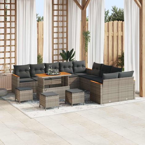 vidaXL Gartensofa-set 14 pcs Grau Poly-Rattan (1/5)