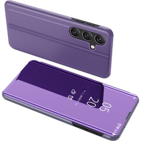 Custodia per Samsung Galaxy A15, Clear View, viola + vetro 9H (1/2)
