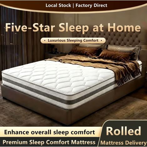 Matelas 140x190 cm en mousse et ressorts ensachés blanc, H4, 7 zones, chambre adulte FLORAGRACE (1/5)