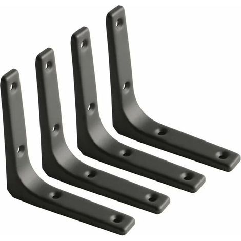 Staffe per mensole a muro CSPARCV, staffe in metallo nero opaco, supporti per mensole in metallo per la decorazione della cucina, staffe resistenti, 100 mm x 100 mm, 4 pezzi (1/4)