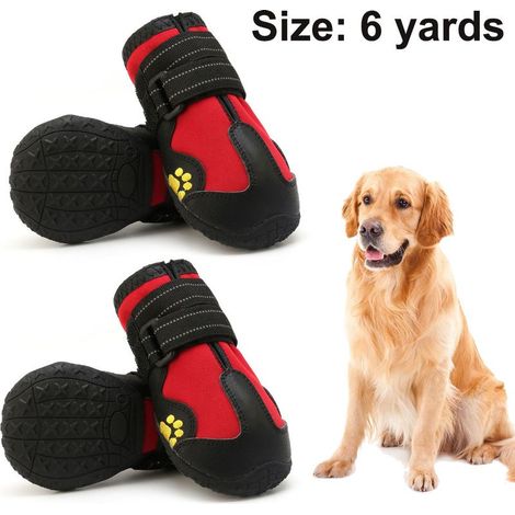 Ensemble de 4 bottes pour chien, chaussures imperméables, bottines avec fermeture velcro réfléchissante, semelle antidérapante robuste, idéales pour l'extérieur et adaptées aux chiens de taille moyenn (1/4)