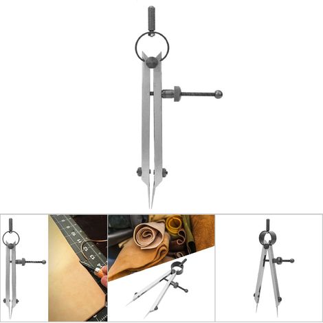 Compass Double Pointe Acier Carbone Outil Maroquinerie Traceur Compas à Pointes Sèches (100mm) (1/5)