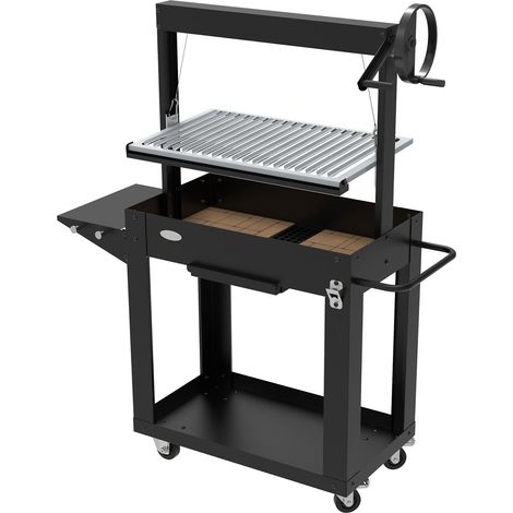 Barbecue a Legna e Carbone 80x46,5x21 cm BBQ Argentino in Acciaio Santa Maria Nero (1/4)
