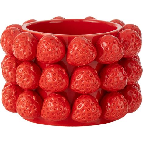 Cache-Pot en Céramique "Fraise" 19cm Rouge