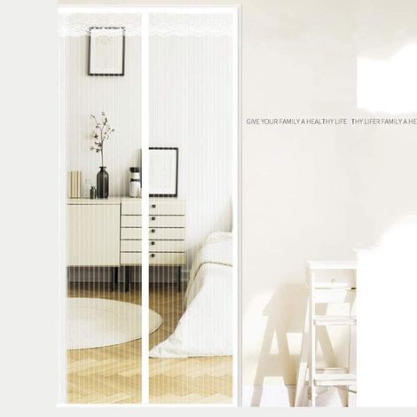 APEX Moustiquaire Magnétique pour Portes, 140 x 220cm, Puissants Aimants, de Porte Rideau Couloirs Patio Sans Perçage,Rayures Blanches (1/5)