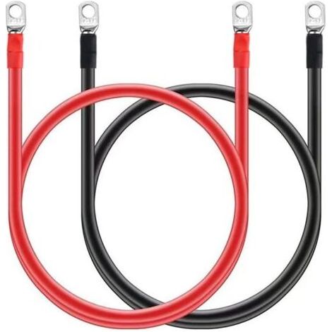 Câble de batterie 100cm 16mm² 5AWG 12V, cosses à anneau en cuivre étamé, résistant à l'abrasion et à l'humidité, pour camion, auto, moto et marine (1/5)