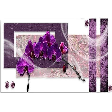 Tableau orchidée pourpre - 50 x 40 cm (1/5)