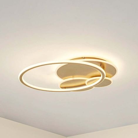 [NEUWERTIG] B-Ware Lucande Deckenleuchte Deckenlampe LED gold Metall dimmbar Circulo 60 cm (1/2)