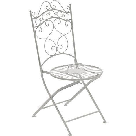 Lot de 2 Chaises de jardin pliables Indra en fer forgé Blanc antique (1/6)